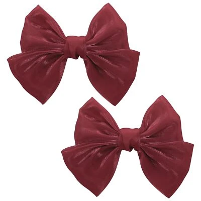 4 Inch Red Organza Double Hair Bows for Girls 2 Pack Alligator Clips Party Ha... - Image 1 of 4
