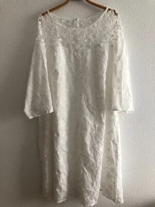Festliches weißes Kleid Spitzenstoff durchgehend gefüttert Spitzenpasse Gr 4XL - Bild 1 von 9