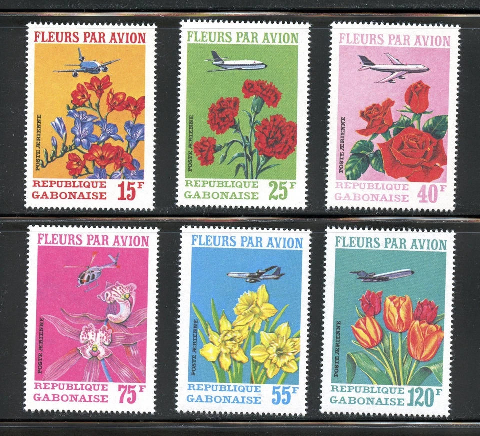 Juego completo Gabón MNH #C109-111 "Flores por aire" Foto 1 de 1