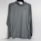 Nike Dri Fit Hooded Shirt Mens Gray Swoosh Logo Lightweight