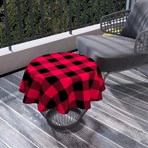 "Mantel redondo Buffalo a cuadros leñador a cuadros rojo negro mantel 36""" - Imagen 1 de 5