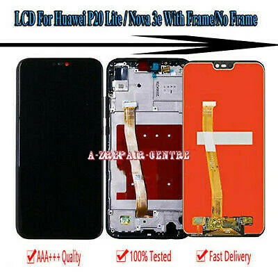 Para Huawei P20 Lite/Nova 3e Tela LCD Touch Screen Peças de Substituição Preto+Quadro - Imagem 1 de 4