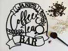 Personalized Coffee Tea Bar Metal Name Sign Coffee Lover Wall Art Kitchen Decor 