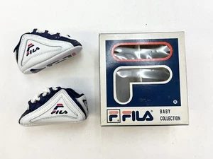 1997 Crib Fila Grant Hill IV Sz 2C White Navy Red Leather Shoes Vtg Baby Newborn - Picture 1 of 9