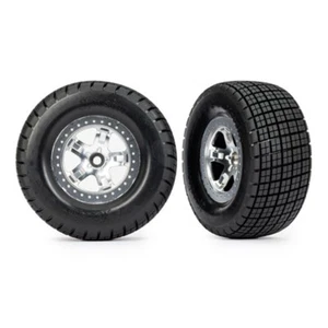 Traxxas 10476 Hoosier Angle Block Tires w/Beadlock Chrme Whls (2) Slash Modified - Picture 1 of 1