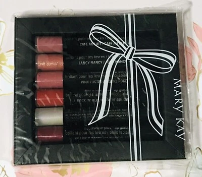B) New Mary Kay Mini Assorted 6 Pc Nourishine Plus Lip Gloss Set ~ Travel Size - Image 1 of 2