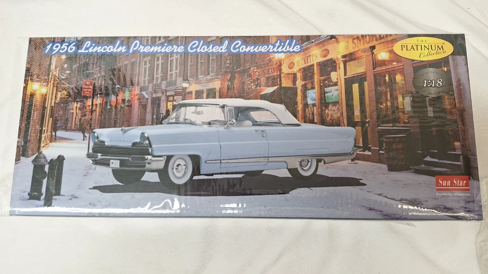 Sun-star 1/18 Lincoln Premiere Cabriolet Closed 1956 White Fairmont Blue 04721