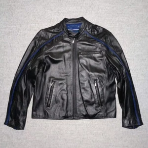 Wilson's Leather M Julian Leather Café Racer Biker Jacket Black Size L - Picture 1 of 14
