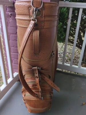 Bolsa de golf original vintage Yamaha imitación cuero tostado cocodrilo 6 vías Foto 1 de 4