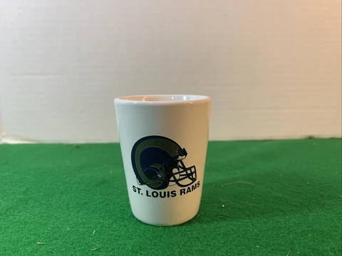 ๐ Los Angeles St Louis RAMS Ceramic Shot Glass White NFL Football Cover