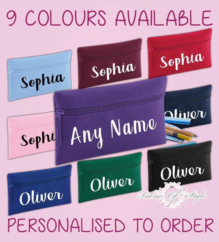 QUADRA Personalised Pencil Case Kids Office Stationery Back To School Zip School Bag