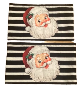 Deko lustiger Weihnachtsmann gestreifter Kissenbezug Set nur 12 x 20 Reißverschluss - Bild 1 von 7