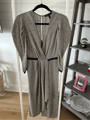 BCBGMaxazria Vestido Estampado Leopardo Manga Alta Baja Abullonada Mujer’s 2 Mobwife Foto 1 de 4