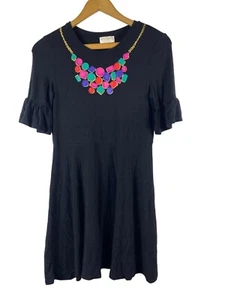 Kate Spade Dress 14 Girls Black Necklace Print Short Sleeve Knit Fit & Flare - Picture 1 of 7