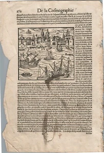 1575 SYRACUSE ITALY VIEW LEAF from BELLEFOREST EDITION of MUNSTER COSMOGRAPHY - Picture 1 of 2
