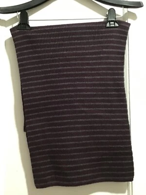 Новый с Ярлыками! Шарф унисекс темно-бордовый и серый в полоску вязаный 100% шерсть мериноса - Изображение 1 из 4