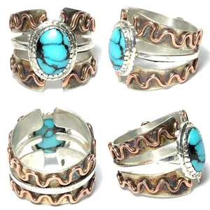 Anillo de ley esterlina y cobre turquesa diamante turquesa grado gema de 43 quilates dos veces sin tratar 🙂 🙂 - Imagen 1 de 7