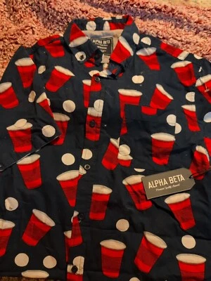 Camisa para hombre Alpha Beta roja copa individual talla mediana  Foto 1 de 4