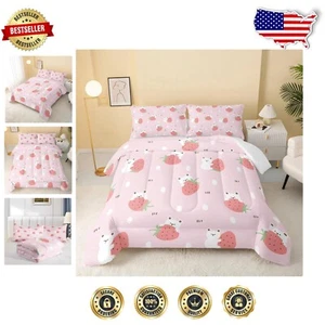Charming Kawaii Bear Bedding Set - Full Size 3-Pc Comforter with Pillowcases - Picture 1 of 9