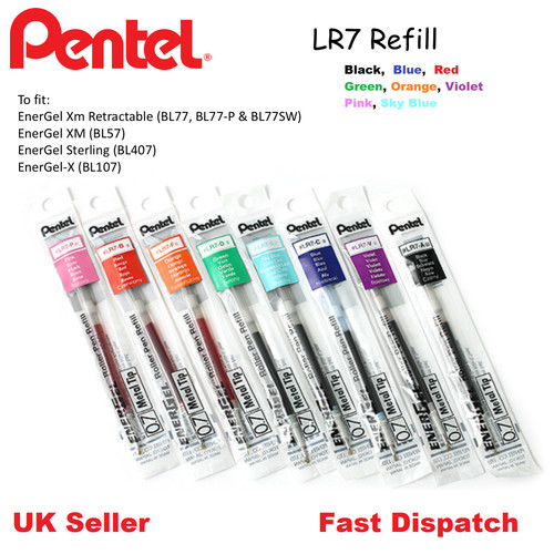 Pentel LR7 Energel Pen Refill 0.7mm Ball Metal Tip Black Ink LR7 - All ...