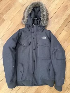 North Face Mens Gotham Grey Medium Parka With Detachable "Fur" Hood collar - Picture 1 of 3