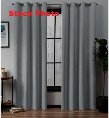 Exclusive Home Twill Woven Blackout Grommet Curtain Panel Pair, 52x96, Silver - Image 1 of 2