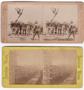 1890s 2 STEREOVIEW FOTO CARTOLINA GUERRA ISPANOAMERICANA SV New York Guardia Nazionale NY - Foto 1 di 11