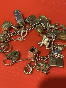 Vintage Circa 1950’s Solid Gold Charm Bracelet - Picture 1 of 9