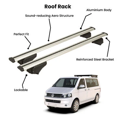 2 piezas barras transversales plateadas para furgoneta Volkswagen T5 Caravelle 2003-2015 Foto 1 de 4