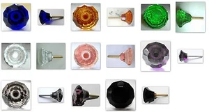 cupboard wardrobe drawer pulls door knobs small cut glass 35 mm many colours - Picture 1 of 32