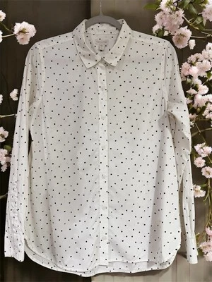 Garnet Hill Women's White Geometric Organic Cotton Button Up Shirt Blouse Size 6 - Image 1 of 4