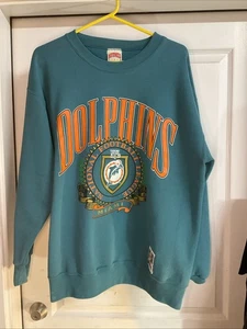 Suéter De Colección Miami Dolphins NFL Adulto Grande Azul 1993 Hecho en EE. UU. Nutmeg Mills - Imagen 1 de 7