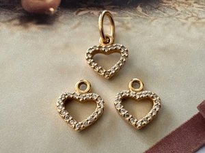 Pandora Diamond And 14k Gold Heart Pendant And Compose Earrings Set - Picture 1 of 4