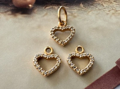 Pandora Diamante Y Oro 14k Corazón Colgante Y Compuesto Pendientes Conjunto Foto 1 de 4