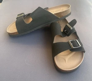 Skechers Relaxed Fit Luxe Women's Sandals Size 10 Two Strap Black Foam Slip On - Picture 1 of 8