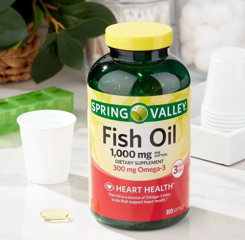 Spring Valley Fish Oil Omega-3 Softgels, 1000mg 300ct, Supports Heart Health - Image 1 of 4