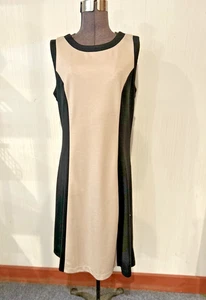 Susan Graver pullover  sheath dress color block black/cream size medium VGC - Picture 1 of 6