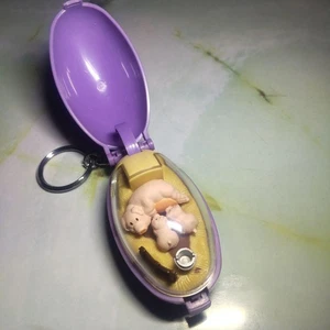 Pocket Critter Keychain Piglet breastfeeding Wind-up gimmick Near Mint from JP - Picture 1 of 24