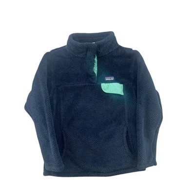 Patagonia Youth Synchilla Snap-T Fleece Pullover Navy Blue/mint Green Polartec - Image 1 of 4