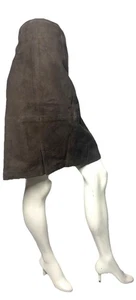 Falda J. Jill Gamuza Cuero Talla 6 Marrón Nogal Forrada Recta Ranura Genuina Nueva - Imagen 1 de 7