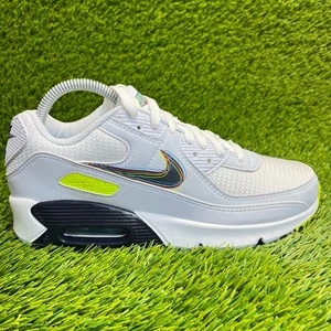 Nike Air Max 90 Boys Size 6.5Y White Black Green Athletic Running Shoes Sneakers - Picture 1 of 10