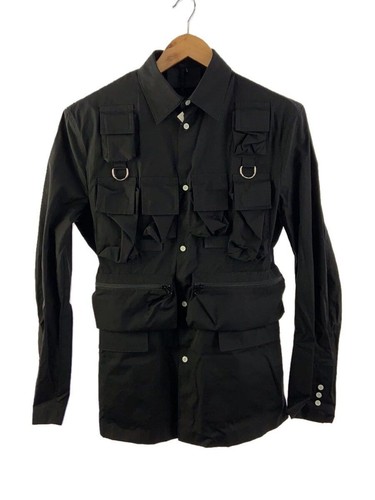 PRADA Camicia Manica Lunga Multitasche Giacca Tecnica 44 Cotone Nero UGI267