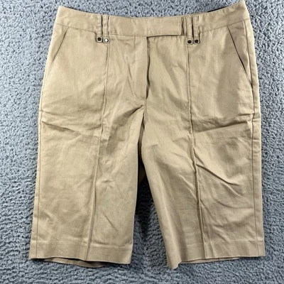 LARRY LEVINE SKIMMER CAPRI SHORT PANTS WOMENS 12 BEIGE FITS 34” WAIST 13” INSEAM - Image 1 of 4