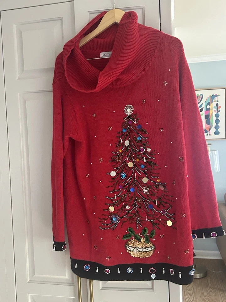 Vestido suéter vintage para mujer fiesta árbol de Navidad vestido talla L Foto 1 de 4