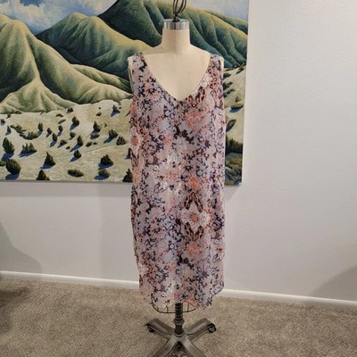 CAbi 5049 Fresco Print Gray Multicolor V Neck Dress with Pockets Size XL - Image 1 of 4