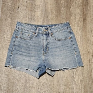 Old Navy High Rise OG Straight Raw Hem Junior Size 0 Shorts Light Denim - Bild 1 von 9
