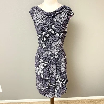 Vestido geométrico vintage Y2K Suzi Chin para Maggie Boutique púrpura blanco talla 8 Foto 1 de 4