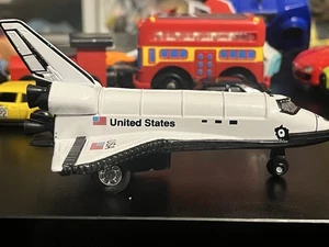 Vintage 1990's Toysmith 5" White Space Shuttle Diecast Model Toy Pull Action - Picture 1 of 4