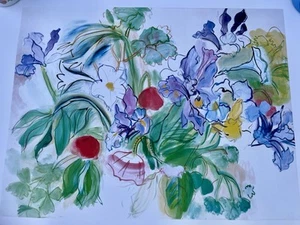 Vintage Raoul Dufy Irises Et coquelicots Musee Moderne Schweiz Druck 31"X23" - Bild 1 von 11