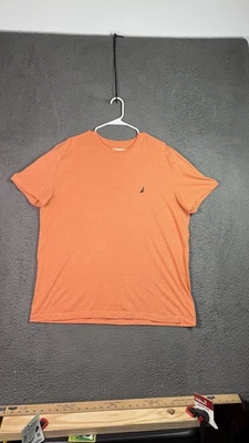 Camisa masculina Nautica 2XL laranja gola redonda manga curta logotipo vela mistura de algodão camiseta - Imagem 1 de 4